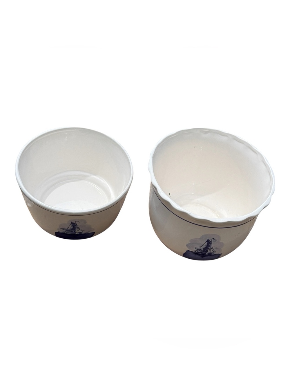 Vintage Delft Blue Dutch Windmill Ceramic Planter Cachepot Set Cottagecore Bowls - Picture 10 of 12